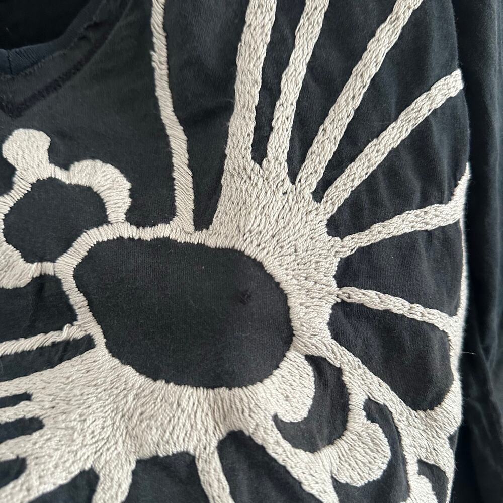 Till The End 90s Embroidered Butterfly V-Neck Long Sleeve Top Black Size Large - Picture 7 of 7